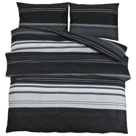 vidaXL Bettwäsche-Set Schwarz und Weiß 260x220 cm Baumwolle