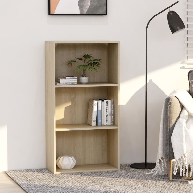 vidaXL Bücherregal 3 Fächer Sonoma-Eiche 60x30x114 cm Holzwerkstoff vidaXL Bücherregal 3 Fächer Sonoma-Eiche 60x30x114 cm Holzwerkstoff