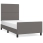 vidaXL Bettgestell mit Kopfteil Grau 100x200 cm Kunstleder vidaXL Bettgestell mit Kopfteil Grau 100x200 cm Kunstleder