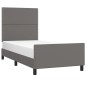vidaXL Bettgestell mit Kopfteil Grau 100x200 cm Kunstleder vidaXL Bettgestell mit Kopfteil Grau 100x200 cm Kunstleder