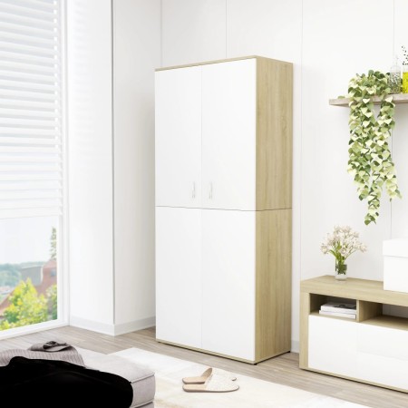 vidaXL Schuhschrank Weiß & Sonoma-Eiche 80x39x178 cm Holzwerkstoff