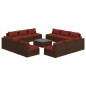 vidaXL 13-tlg. Garten-Lounge-Set mit Kissen Poly Rattan Braun vidaXL 13-tlg. Garten-Lounge-Set mit Kissen Poly Rattan Braun