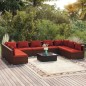 vidaXL 10-tlg. Garten-Lounge-Set mit Kissen Poly Rattan Braun vidaXL 10-tlg. Garten-Lounge-Set mit Kissen Poly Rattan Braun