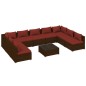 vidaXL 10-tlg. Garten-Lounge-Set mit Kissen Poly Rattan Braun vidaXL 10-tlg. Garten-Lounge-Set mit Kissen Poly Rattan Braun