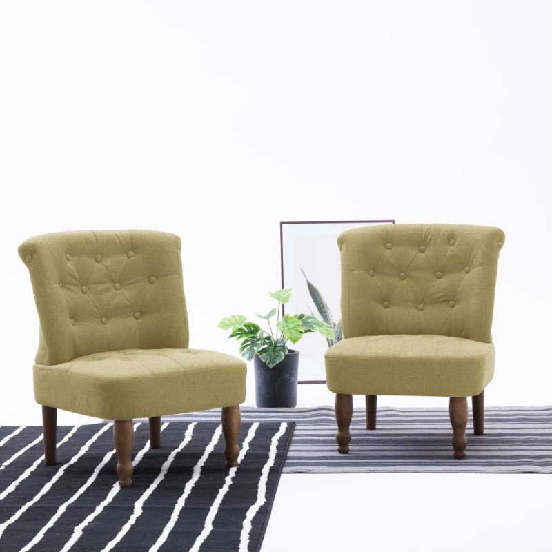 vidaXL Französische Stühle 2 Stk. Grün Stoff vidaXL Französische Stühle 2 Stk. Grün Stoff