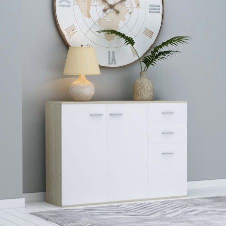 vidaXL Sideboard Weiß Sonoma-Eiche 105x30x75 cm Holzwerkstoff