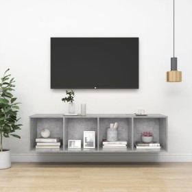vidaXL TV-Wandschrank Betongrau 37x37x142,5 cm Holzwerkstoff