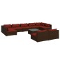 vidaXL 10-tlg. Garten-Lounge-Set mit Kissen Braun Poly Rattan vidaXL 10-tlg. Garten-Lounge-Set mit Kissen Braun Poly Rattan