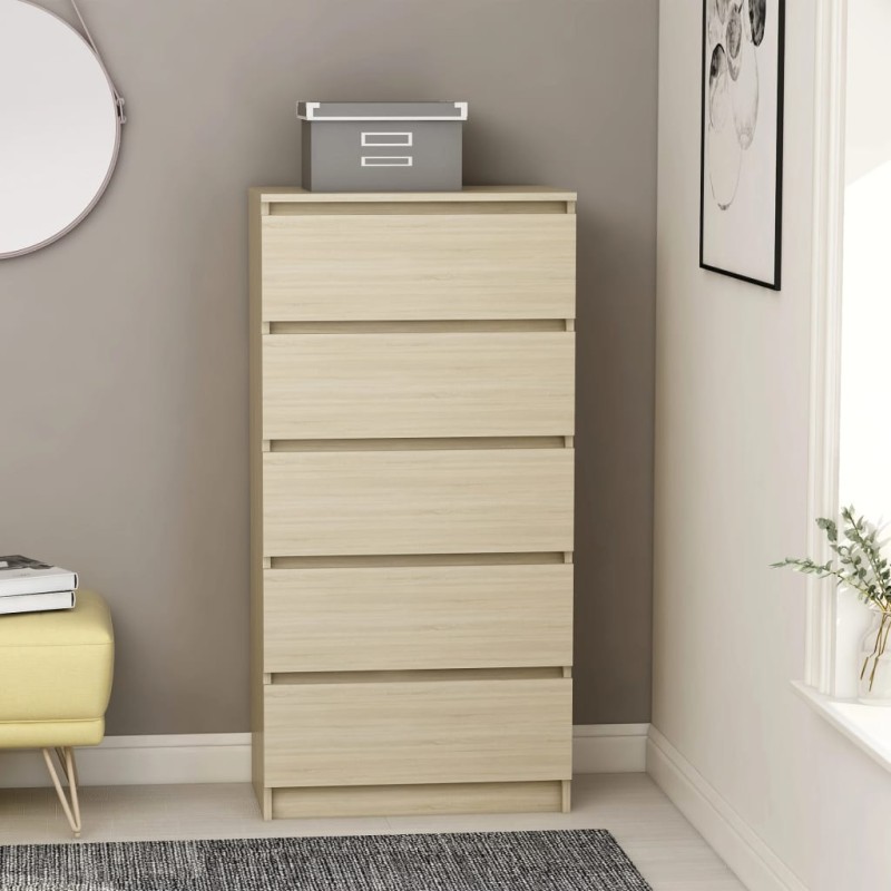 vidaXL Sideboard mit Schubladen Sonoma-Eiche 60x35x121cm Holzwerkstoff vidaXL Sideboard mit Schubladen Sonoma-Eiche 60x35x121cm Holzwerkstoff