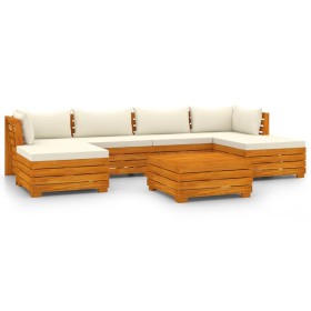 vidaXL 7-tlg. Garten-Lounge-Set mit Kissen Massivholz Akazie