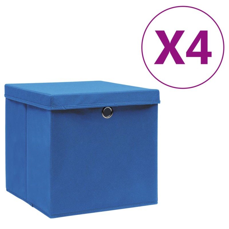 vidaXL Aufbewahrungsboxen mit Deckeln 4 Stk. 28x28x28 cm Blau vidaXL Aufbewahrungsboxen mit Deckeln 4 Stk. 28x28x28 cm Blau