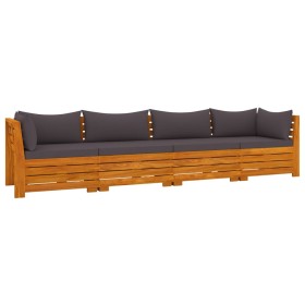 vidaXL 4-Sitzer-Gartensofa mit Kissen Massivholz Akazie