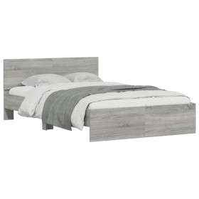 vidaXL Bettgestell mit Kopfteil Grau Sonoma 135x190 cm