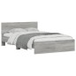 vidaXL Bettgestell mit Kopfteil Grau Sonoma 135x190 cm vidaXL Bettgestell mit Kopfteil Grau Sonoma 135x190 cm