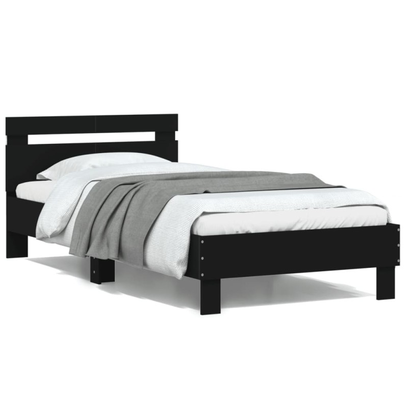 vidaXL Bettgestell mit Kopfteil und LED-Leuchten Schwarz 100x200 cm vidaXL Bettgestell mit Kopfteil und LED-Leuchten Schwarz 100x200 cm