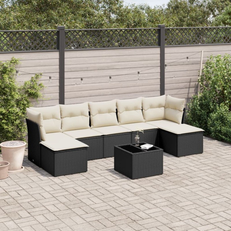 vidaXL 8-tlg. Garten-Sofagarnitur mit Kissen Schwarz Poly Rattan vidaXL 8-tlg. Garten-Sofagarnitur mit Kissen Schwarz Poly Rattan