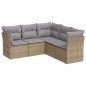 vidaXL 5-tlg. Garten-Sofagarnitur mit Kissen Beige Poly Rattan vidaXL 5-tlg. Garten-Sofagarnitur mit Kissen Beige Poly Rattan