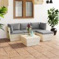 5-tlg. Garten-Sofagarnitur aus Paletten mit Kissen Fichtenholz 5-tlg. Garten-Sofagarnitur aus Paletten mit Kissen Fichtenholz