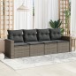 vidaXL 4-tlg. Garten-Sofagarnitur mit Kissen Grau Poly Rattan vidaXL 4-tlg. Garten-Sofagarnitur mit Kissen Grau Poly Rattan