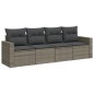 vidaXL 4-tlg. Garten-Sofagarnitur mit Kissen Grau Poly Rattan vidaXL 4-tlg. Garten-Sofagarnitur mit Kissen Grau Poly Rattan