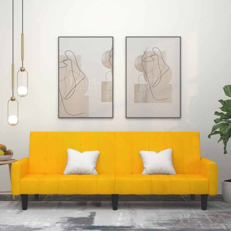 vidaXL Schlafsofa 2-Sitzer Gelb Samt vidaXL Schlafsofa 2-Sitzer Gelb Samt