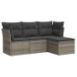 vidaXL 4-tlg. Garten-Sofagarnitur mit Kissen Grau Poly Rattan vidaXL 4-tlg. Garten-Sofagarnitur mit Kissen Grau Poly Rattan