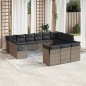 vidaXL 13-tlg. Garten-Sofagarnitur mit Kissen Grau Poly Rattan vidaXL 13-tlg. Garten-Sofagarnitur mit Kissen Grau Poly Rattan