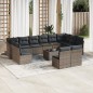vidaXL 13-tlg. Garten-Sofagarnitur mit Kissen Grau Poly Rattan vidaXL 13-tlg. Garten-Sofagarnitur mit Kissen Grau Poly Rattan