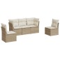 vidaXL 5-tlg. Garten-Sofagarnitur mit Kissen Beige Poly Rattan vidaXL 5-tlg. Garten-Sofagarnitur mit Kissen Beige Poly Rattan