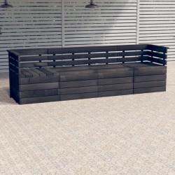vidaXL Garten-Palettensofa 4-Sitzer Dunkelgrau Massivholz Kiefer