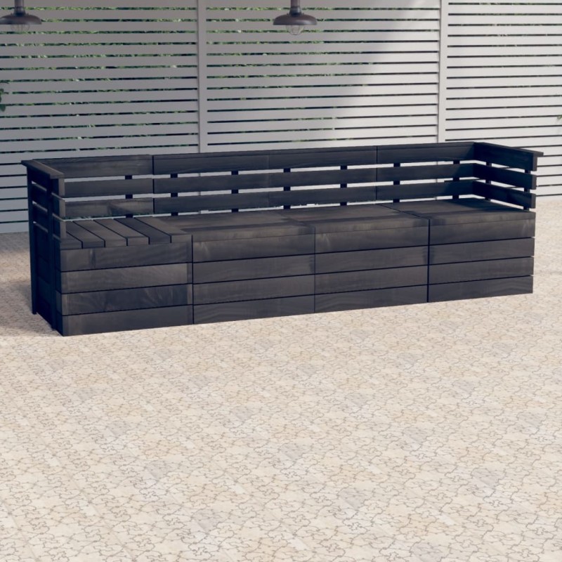 vidaXL Garten-Palettensofa 4-Sitzer Dunkelgrau Massivholz Kiefer vidaXL Garten-Palettensofa 4-Sitzer Dunkelgrau Massivholz Kiefer