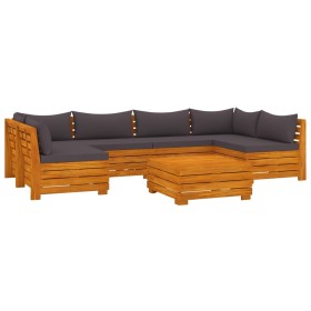vidaXL 7-tlg. Garten-Lounge-Set mit Kissen Massivholz Akazie