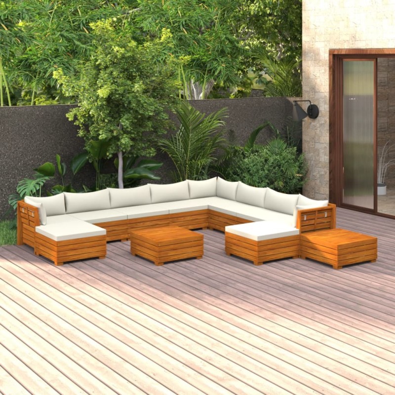 vidaXL 12-tlg. Garten-Lounge-Set mit Kissen Massivholz Akazie vidaXL 12-tlg. Garten-Lounge-Set mit Kissen Massivholz Akazie