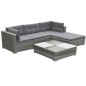 vidaXL 5-tlg. Garten-Lounge-Set mit Kissen Poly Rattan Grau vidaXL 5-tlg. Garten-Lounge-Set mit Kissen Poly Rattan Grau