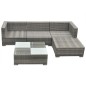 vidaXL 5-tlg. Garten-Lounge-Set mit Kissen Poly Rattan Grau vidaXL 5-tlg. Garten-Lounge-Set mit Kissen Poly Rattan Grau
