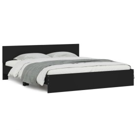 vidaXL Bettgestell mit Kopfteil Schwarz 200x200 cm