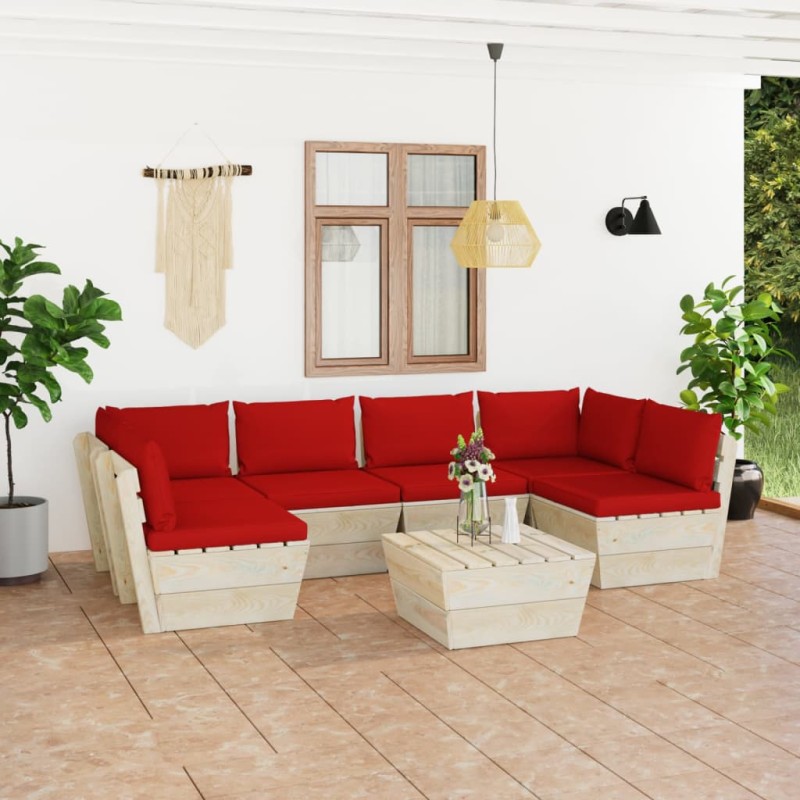 vidaXL 7-tlg. Garten-Sofagarnitur aus Paletten mit Kissen Fichtenholz vidaXL 7-tlg. Garten-Sofagarnitur aus Paletten mit Kissen Fichtenholz