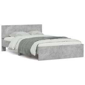 vidaXL Bettgestell mit Kopfteil Betongrau 135x190 cm