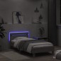 vidaXL Bettgestell mit Kopfteil und LED-Leuchten Grau Sonoma 100x200cm vidaXL Bettgestell mit Kopfteil und LED-Leuchten Grau Sonoma 100x200cm