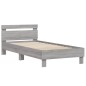 vidaXL Bettgestell mit Kopfteil und LED-Leuchten Grau Sonoma 100x200cm vidaXL Bettgestell mit Kopfteil und LED-Leuchten Grau Sonoma 100x200cm