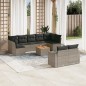 vidaXL 10-tlg. Garten-Sofagarnitur mit Kissen Grau Poly Rattan vidaXL 10-tlg. Garten-Sofagarnitur mit Kissen Grau Poly Rattan