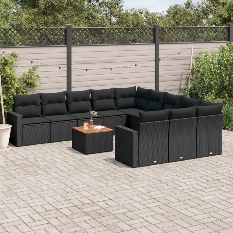 vidaXL 12-tlg. Garten-Sofagarnitur mit Kissen Schwarz Poly Rattan vidaXL 12-tlg. Garten-Sofagarnitur mit Kissen Schwarz Poly Rattan