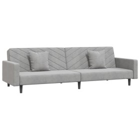 vidaXL Schlafsofa 2-Sitzer mit 2 Kissen Hellgrau Samt