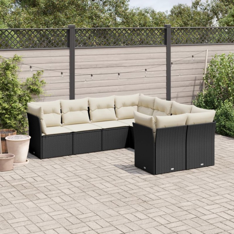 vidaXL 8-tlg. Garten-Sofagarnitur mit Kissen Schwarz Poly Rattan vidaXL 8-tlg. Garten-Sofagarnitur mit Kissen Schwarz Poly Rattan