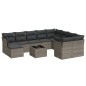 vidaXL 11-tlg. Garten-Sofagarnitur mit Kissen Grau Poly Rattan vidaXL 11-tlg. Garten-Sofagarnitur mit Kissen Grau Poly Rattan