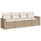 vidaXL 4-tlg. Garten-Sofagarnitur mit Kissen Beige Poly Rattan vidaXL 4-tlg. Garten-Sofagarnitur mit Kissen Beige Poly Rattan