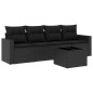 vidaXL 5-tlg. Garten-Sofagarnitur mit Kissen Schwarz Poly Rattan