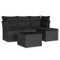 vidaXL 5-tlg. Garten-Sofagarnitur mit Kissen Schwarz Poly Rattan vidaXL 5-tlg. Garten-Sofagarnitur mit Kissen Schwarz Poly Rattan