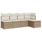 vidaXL 5-tlg. Garten-Sofagarnitur mit Kissen Beige Poly Rattan vidaXL 5-tlg. Garten-Sofagarnitur mit Kissen Beige Poly Rattan