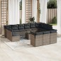 vidaXL 14-tlg. Garten-Sofagarnitur mit Kissen Grau Poly Rattan vidaXL 14-tlg. Garten-Sofagarnitur mit Kissen Grau Poly Rattan